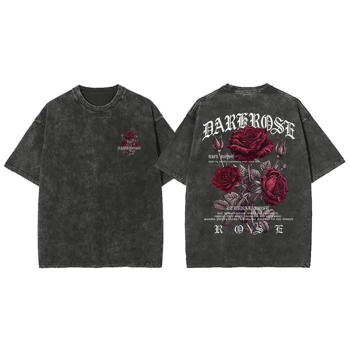 Chemise T-Shirt Hommes Coton Rose Rouge Enveloppée Rubans Imprimé Décontracté Surdimensionné Printemps Été