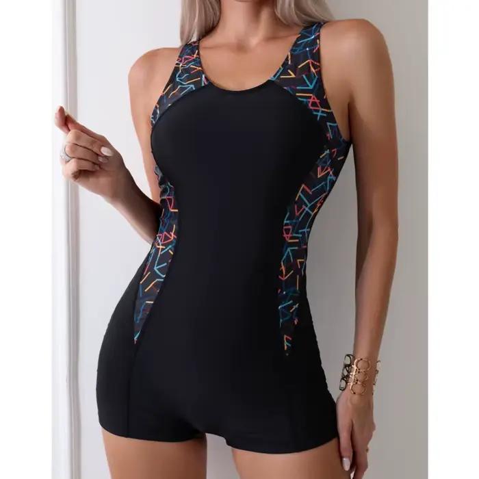 Maillot de Bain une Pièce Femmes Push Up Imprimé Fleurs Élégant Pour Plage Vacances