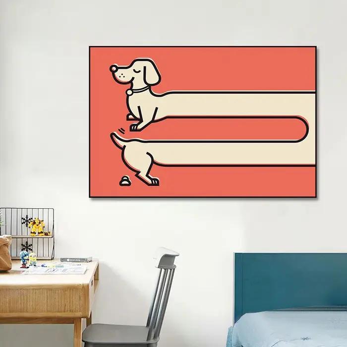 Affiche et impression de chien teckel de dessin animé drôle