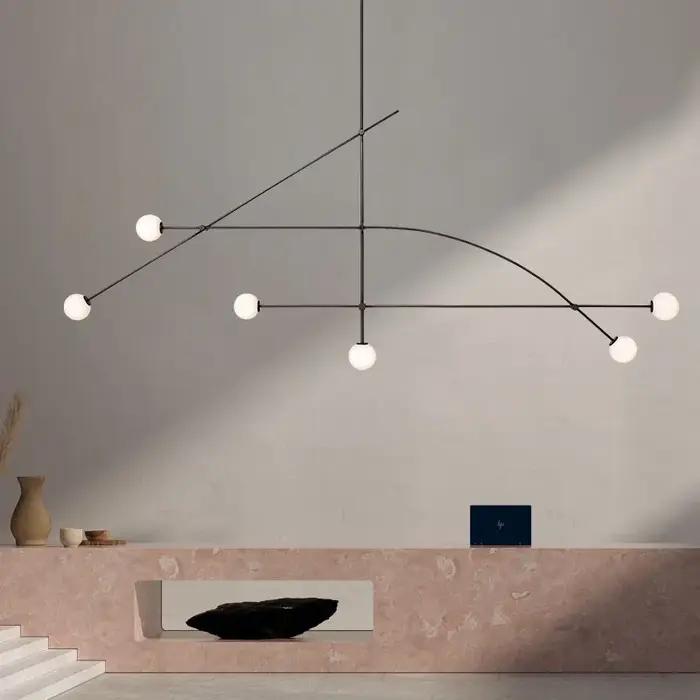 Plafonnier Suspendu Noir au Design Moderne, Luminaire Décoratif d'Nik, Idéal pour un Salon, une Cham