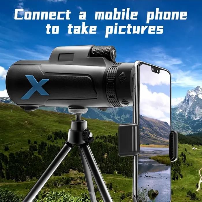 Télescope monoculaire 12x50 HD zoom puissant portable jumelles longue portée chasse camping trépied