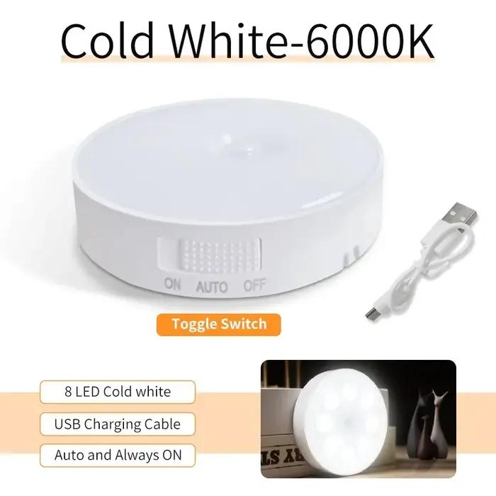 PIR détecteur de mouvement LED veilleuse USB Rechargeable chambre lampe de nuit armoires de cuisine armoire