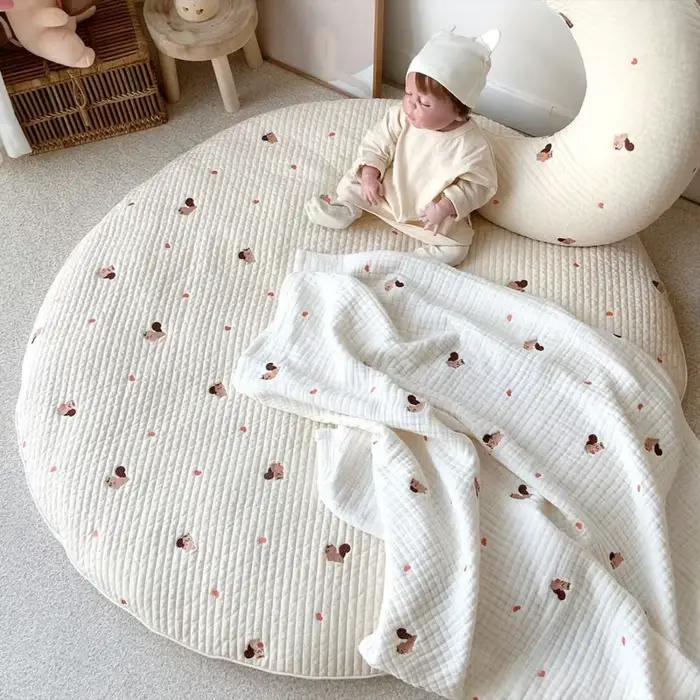 Tapis Circulaire en Polymères Lavables et Magnifiquement Brodés pour Bébé, Carpent de Tente pour Enf