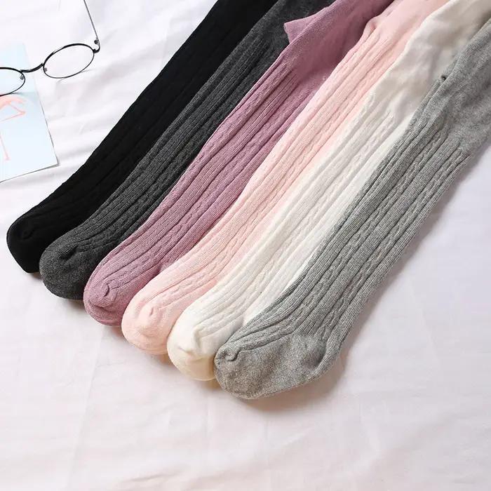 Collants en coton peigné pour enfants de 0 à 12 ans, collants tricotés avec câble pour filles, colla