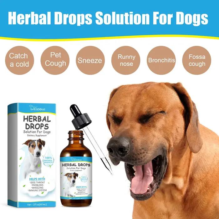 Yegbong Gouttes à base de plantes pour la toux des animaux, apaisant pour les maux de gorge, formule douce, sans danger pour les chiens et les chats, complément de soin santé, 60 ml