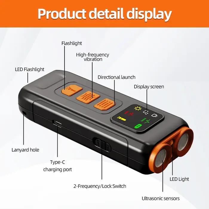 Dispositif Répulsif Anti-Aboiement pour Chiens à Double Tête avec Flash LED, Contrôle des Aboiements en Extérieur, Appareil Anti-Aboiement Rechargeable pour Chiens