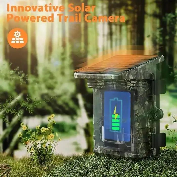 Caméra de chasse à panneau solaire étanche 30MP 2K