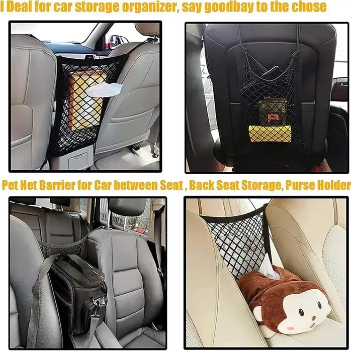 Barrière de sécurité pour voiture avec enclos pour animaux et sac de rangement