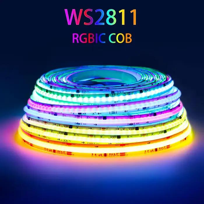 Bande lumineuse LED COB RGBIC WS2811, 360 576 720 diodes/m, adressable, couleur de rêve SPI, Flexibl