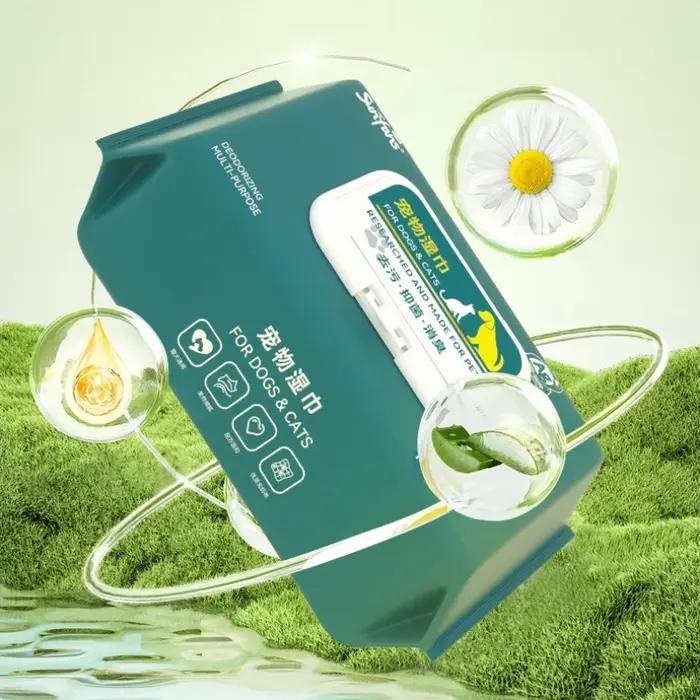 OUWO 80 pièces/sac lingettes pour animaux de compagnie clair oeil d'animal