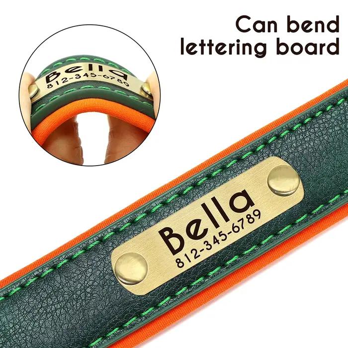 Collier pour chien avec plaque signalétique en cuir PU personnalisé