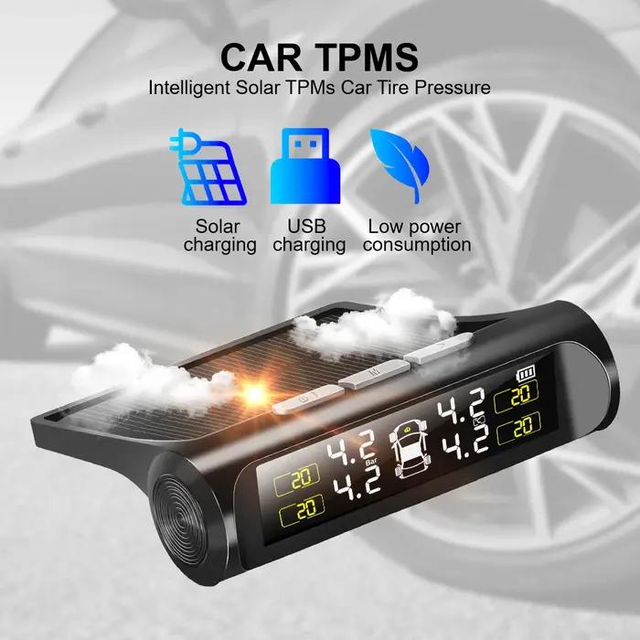 Alarme de Sécurité Automatique Capteur Externe Énergie Solaire Voiture TPMS Système de Surveillance de la Pression des Pneus Affichage LCD Numérique Occasions Spéciales
