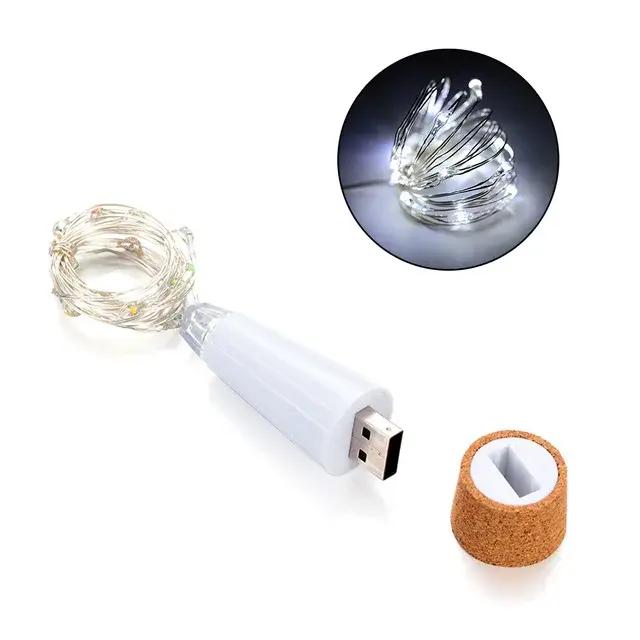 2m 20 LED bouteille de liège fée lumière USB Rechargeable décoration intérieure chaîne lampe pour Bar chambre maison
