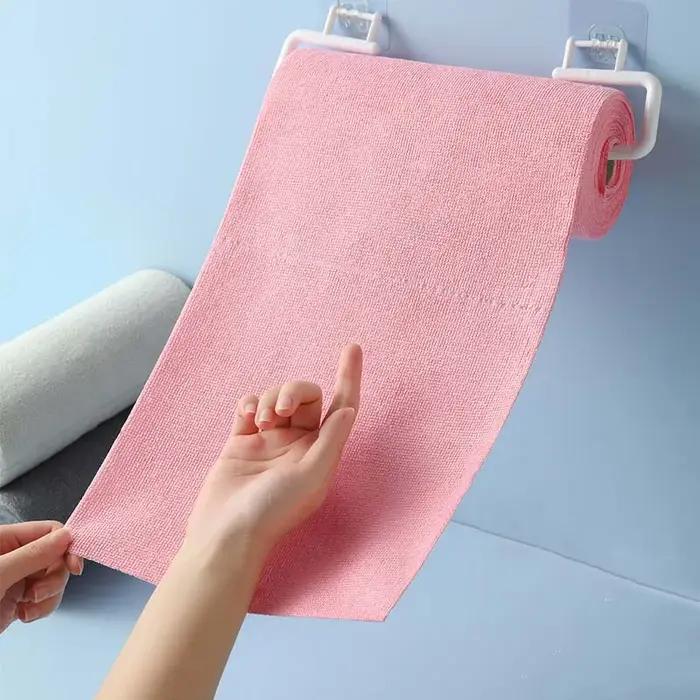 Rouleau de chiffons de nettoyage en microfibre détachables pour nettoyage durable et réutilisable pour la cuisine et la salle de bain