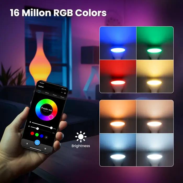 MOES Tuya Matter WiFi GU10 ampoule intelligente lumière LED à intensité variable 16 millions de coul
