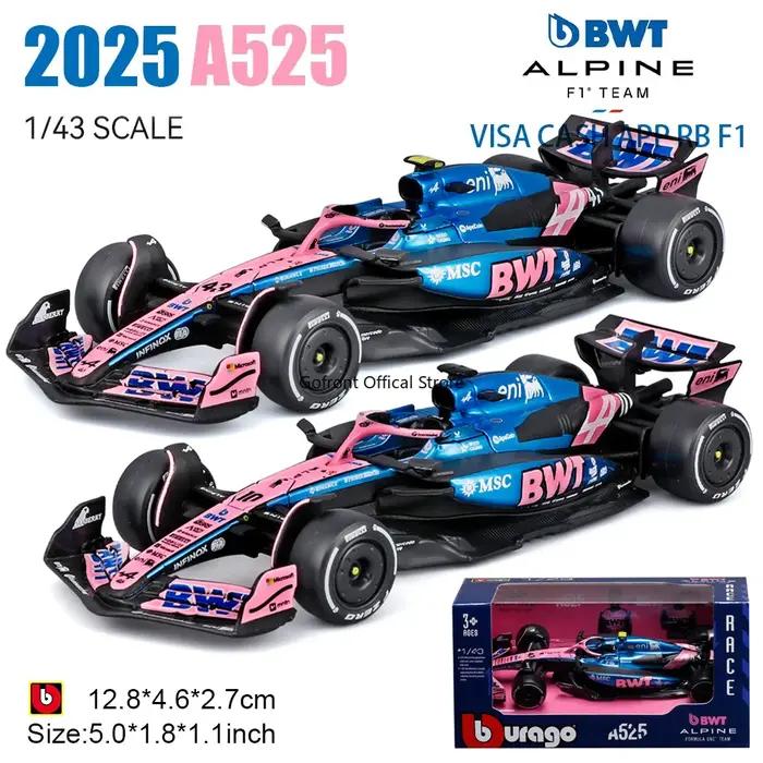 Modèle de voiture BBURAGO 1:43 Formule Um Alpine Pierre Gasly et Franco Colapinto jouet à collectionner pour adultes passionnés de course automobile