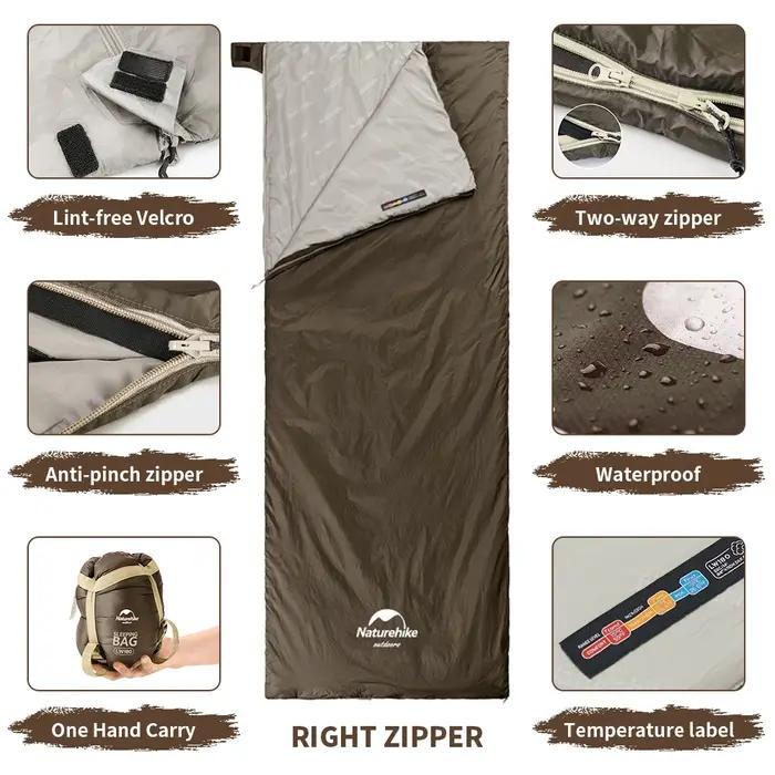 Sac de couchage Naturehike pour le camping, ultraléger LW180, imperméable, en coton, pour la randonn