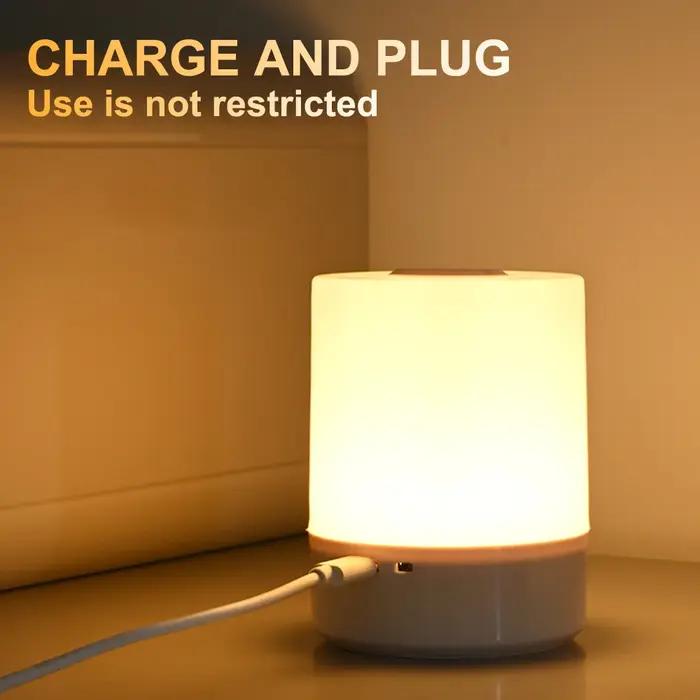 Lampe de chevet tactile pour chambre à coucher, 3 modes de gradation, lampe de nuit rechargeable, lu