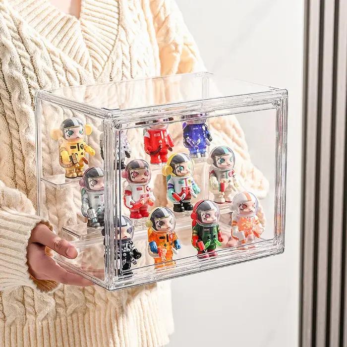 Boîte d'affichage transparente pour les doigts, vitrine de jouets pliable en acrylique transparent p