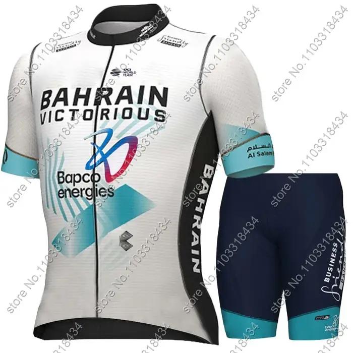 Bahrain victorieux 2025 équipe cyclisme Maillot ensemble à manches courtes vêtements vélo de route chemises costume vélo cuissard vtt Maillot