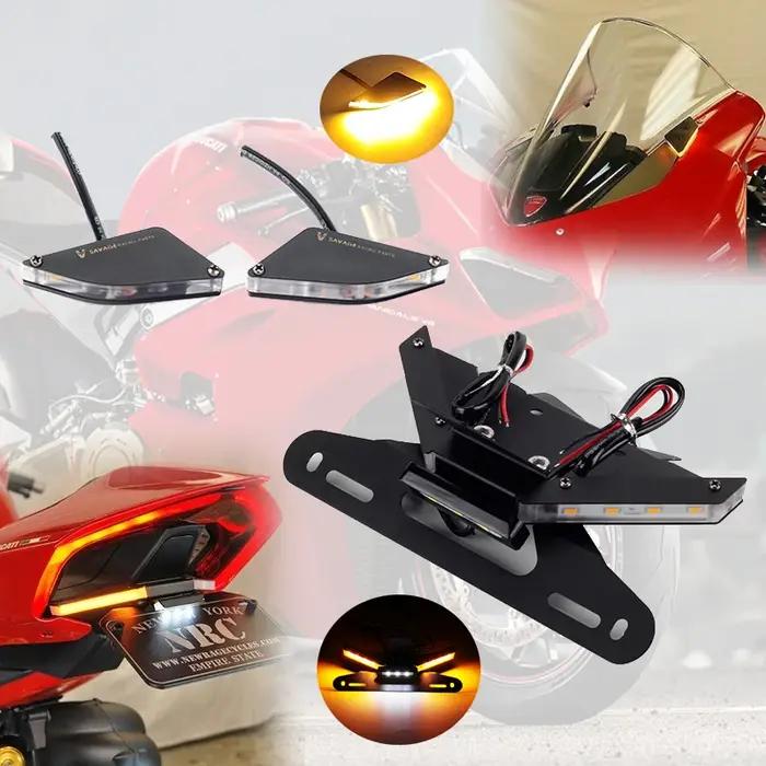 Support de plaque d'immatriculation en acier inoxydable pour Ducati Panigale V4R/S et Streetfighter V4 V4S V2 avec clignotants intégrés et rangement du garde-boue arrière élégant et sécuritaire