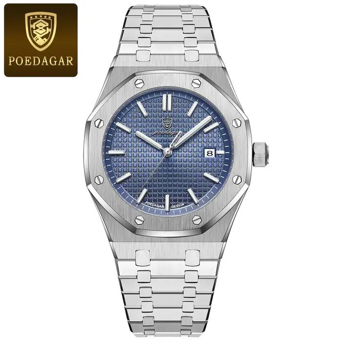 Montre homme carrée étanche acier inoxydable calendrier lumineux tendance étudiant affaires quartz occassions spéciales