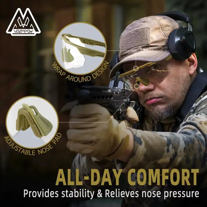 Lunettes de tir professionnelles Vozapow UV400 ANSI Z87.1 pour airsoft et chasse anti-buée