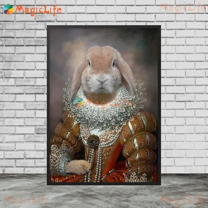 Portrait de reine chat chien animal de compagnie, cadeau drôle, images murales pour salon, affiche nordique, peinture sur toile d'art mural sans cadre