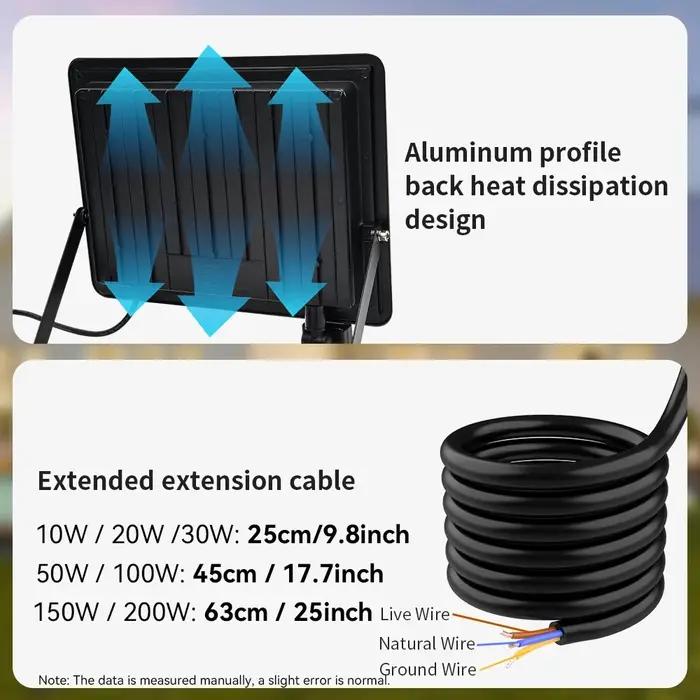 LED PIR capteur de mouvement projecteur extérieur applique murale lumière blanche 100W 50W 30W 20W 1