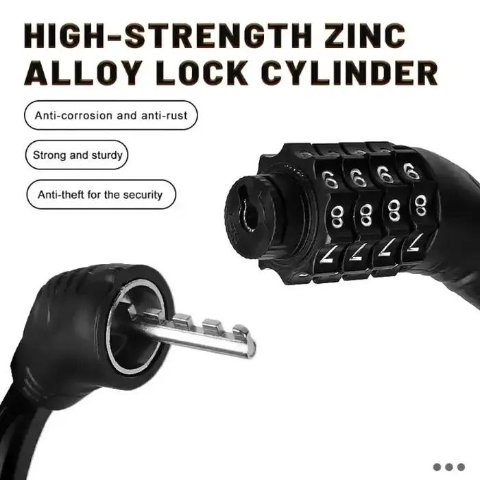 Cadenas antivol à câble pour vélo avec code numérique 4 chiffres
