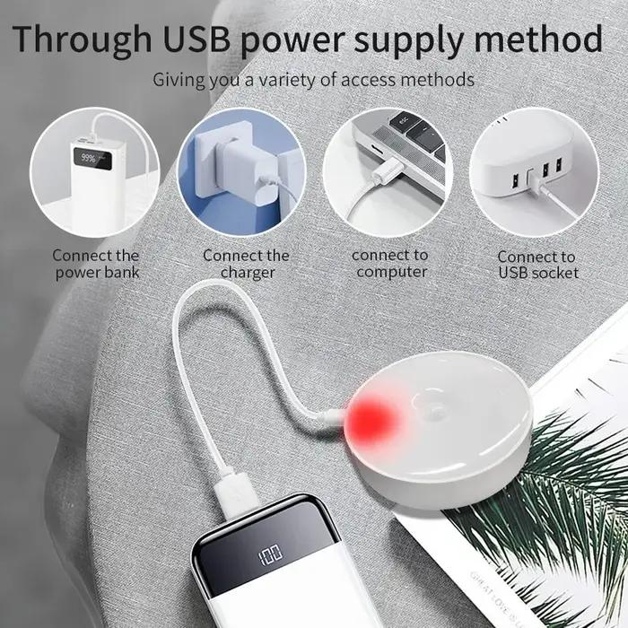 PIR détecteur de mouvement LED veilleuse USB Rechargeable chambre lampe de nuit armoires de cuisine