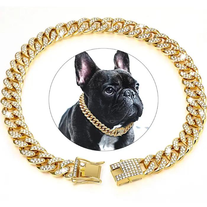 Collier cubain en cuivre paré de bijoux pour chien ou chat, collier de base avec boucle sécurisée pour animaux de compagnie, pour promenades et occasions spéciales