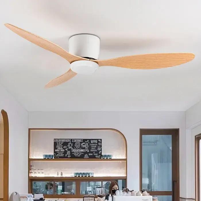 Ventilateur de plafond simple sans lumière avec télécommande, sol bas moderne, moteur CC, noir et bl