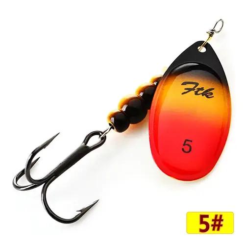 FTK 3.9g 4.6g 7.4g 10.8g 15g appât Spinner avec plumes triples crochets cuillère dure leurres de bar leurre de pêche