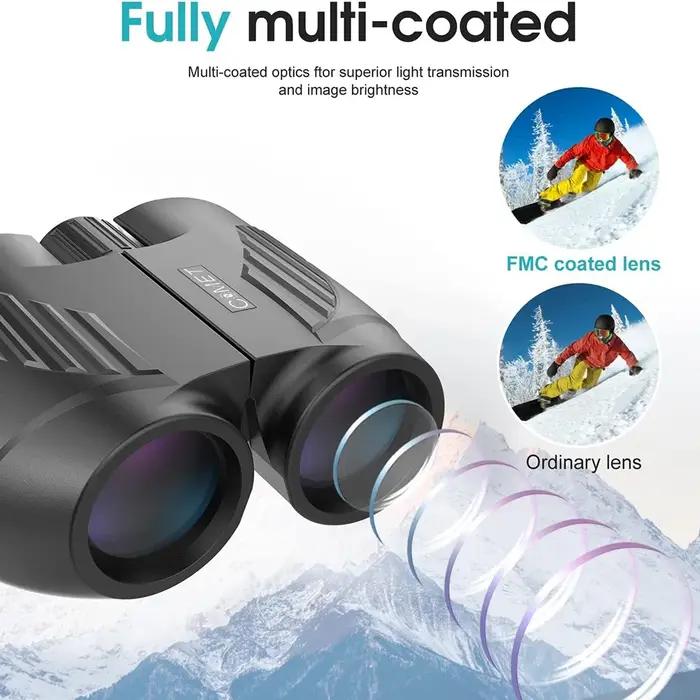 Jumelles compactes 10x25 étanches Bak4 pour adultes et enfants - Focus facile pour observation d'oiseaux et randonnée