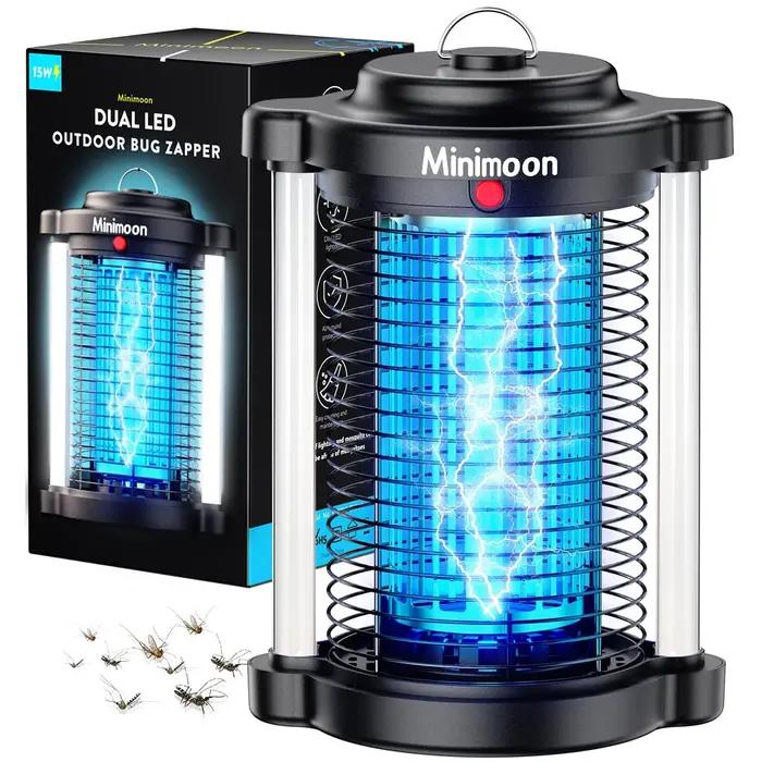 Piège à moustiques électrique extérieur Minimoon Bug Zapper 4200V avec double LED IPX4 pour chasse aux insectes