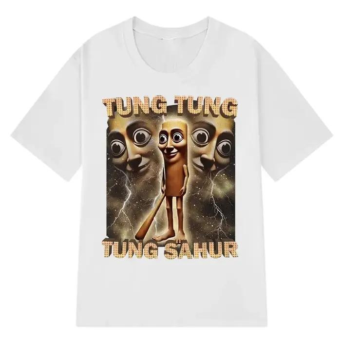 Tung Sahur graphique imprimé T-Shirt hommes été décontracté ample mode drôle col rond manches courtes hauts vêtements T