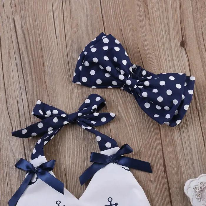 Ensemble de vêtements pour bébés filles, 3 pièces, ancres, chemise en Y, culotte à pois, bandeau