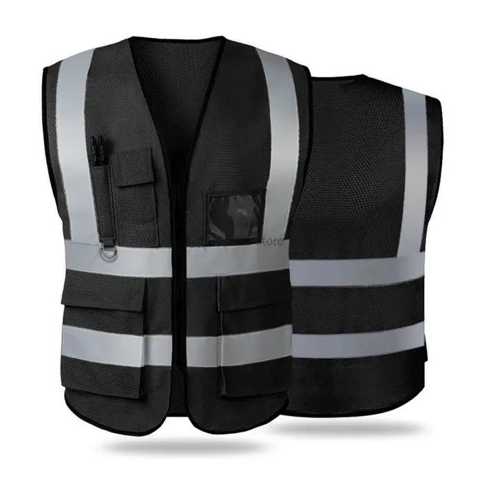 Gilet de sécurité réfléchissant pour femmes et hommes, haute visibilité, avec poches, fermeture éclair sur le devant, rencontre les normes ANSI/ISEA