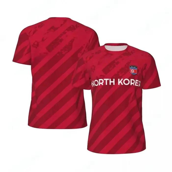 T-shirt de sport homme imprimé 3D drapeau de Corée du Nord respirant et séchage rapide pour entraînements et matchs de football occasions spéciales