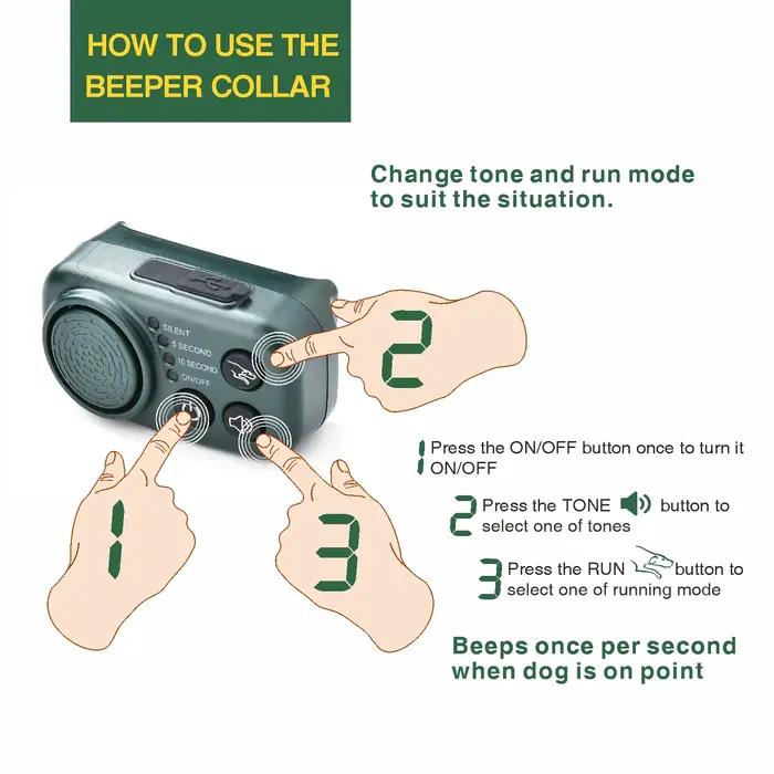 Collier de chasse rechargeable pour chien avec bip, étanche, avec 3 modes de fonctionnement et 8 sons