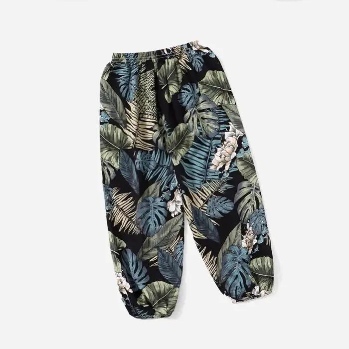 Pantalon de plage élastique pour femme, décontracté, confortable, pieds, sarouel, survêtement, été