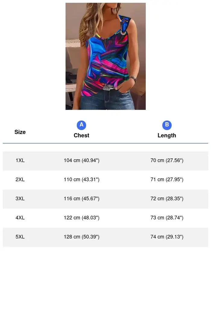 Grande taille imprimé abstrait débardeur décontracté col rond sans manches débardeur pour l'été femmes grande taille vêtements