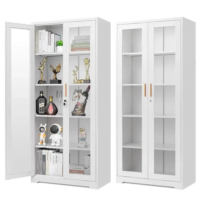 Vitrine en verre trempé 71 pouces sécurisée avec serrure pour collection d'objets de luxe et d'art décoratif maison salon