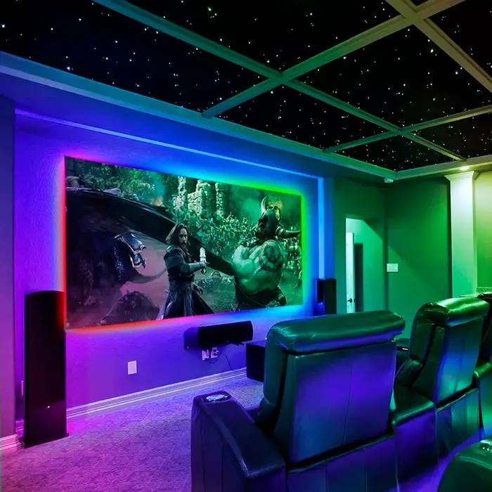 Bande lumineuse LED RVB pour la décoration de la pièce, lampe LED avec mode télécommande 24 prédire,