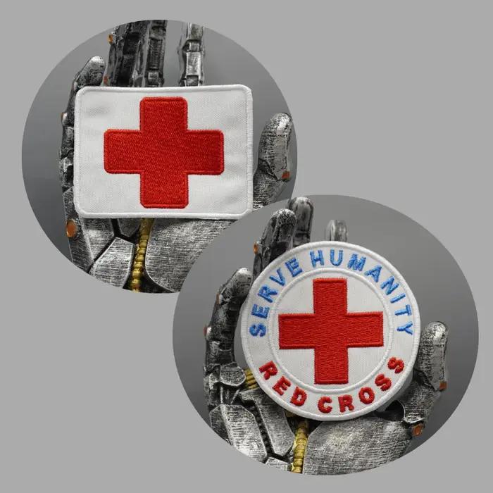 Patchs de broderie tactiques Red Cross, exquis et de haute qualité, utilisés pour les vêtements, dos avec des crochets ou à repasser