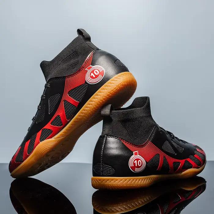 Chaussures de football pour hommes résistantes et confortables à fond plat pour entraînements et compétitions intérieures montantes pour adultes polyvalentes pour divers usages et occasions