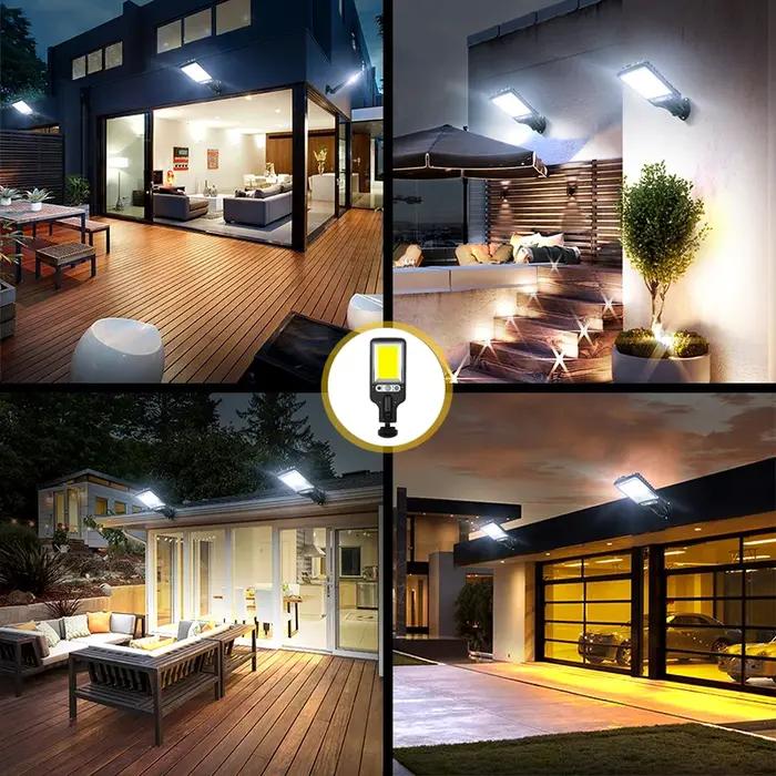 1/2/6pc capteur de mouvement solaire lumières extérieures étanche 117COB LED sécurité appliques mura