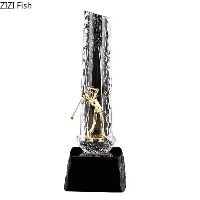 Sculpture de trophée de golf en métal cristal