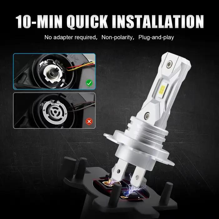 NLpearl 2 pièces H7 phare LED lumière 12V 18000LM 60W Mini LED H7 ampoule lampe à LED sans ventilate